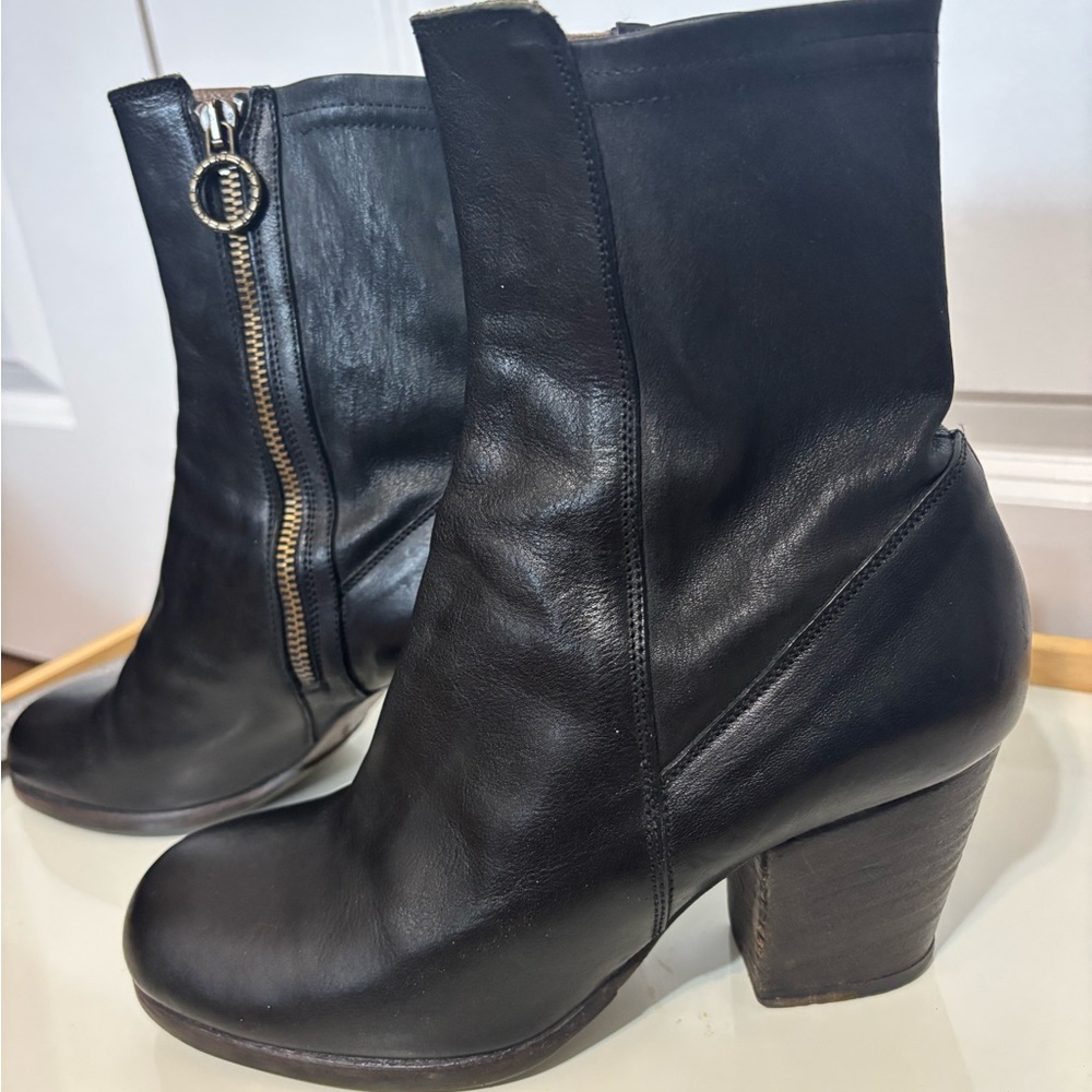 Fiorentini + Baker Black Leather Ankle Boots